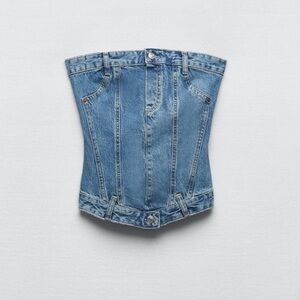 ZARA Corset Style Denim Top Trf